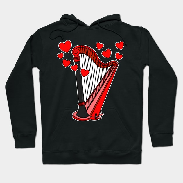 Harp Wedding Harpist Valentines Hoodie by doodlerob